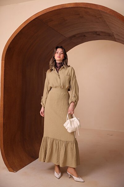 nurvina modest wear Σετ ριγέ από υφαντό βισκόζη υψηλής ποιότητας