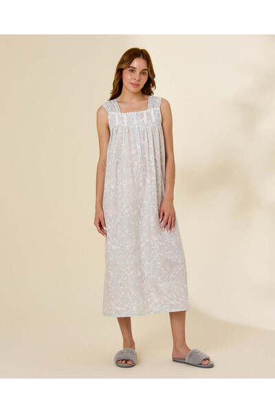 REDTAG Women Ivory And Grey Floral Nightgown