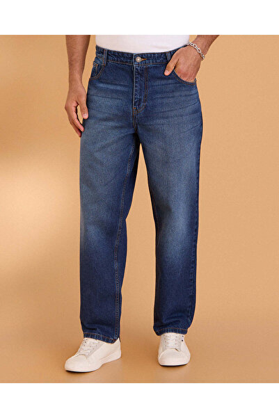 REDTAG Men Navy Baggy Fit Jeans