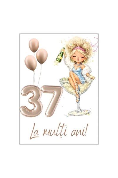OEM Felicitare 13x18 cm cu plic, aniversare 37 de ani