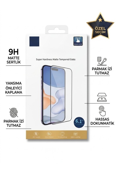 System iPhone 15 Screen Matte Ultra Güçlü Temperli Mat Ekran Koruyucu