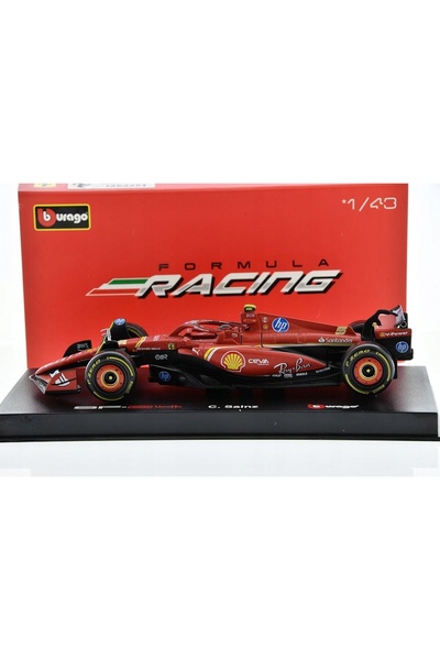 BBURAGO FERRARI SF-24 BOLID F1 MODEL METALIC 1:43 # 55 CARLOS SAINZ + CUTIE