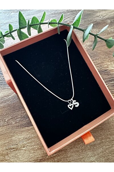 LUCKY ACCESSORIES Çelik Zirkon Minimal Kalp Harf Silver Kadın Kolye