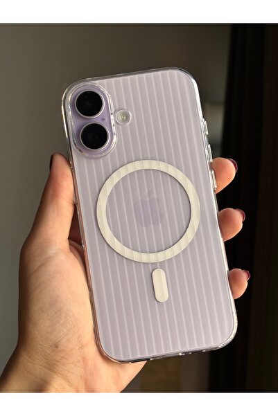 İphone 17 ile Uyumlu Magsafeli Premium Tırtıklı Yüzey Şeffaf Telefon Kılıfı