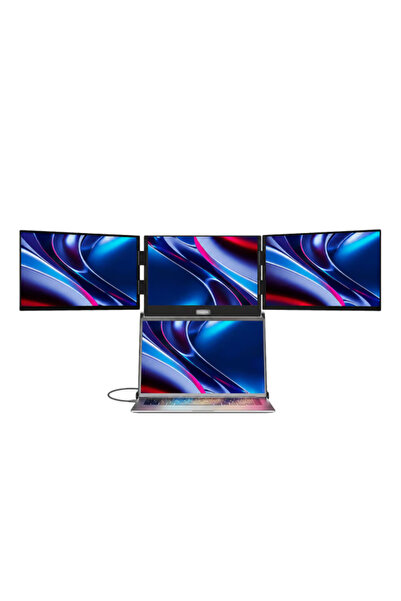 Trimonitör 16” Üçlü Taşınabilir Monitör (Stantlı) Çoklu Ekran Laptop Notebook...