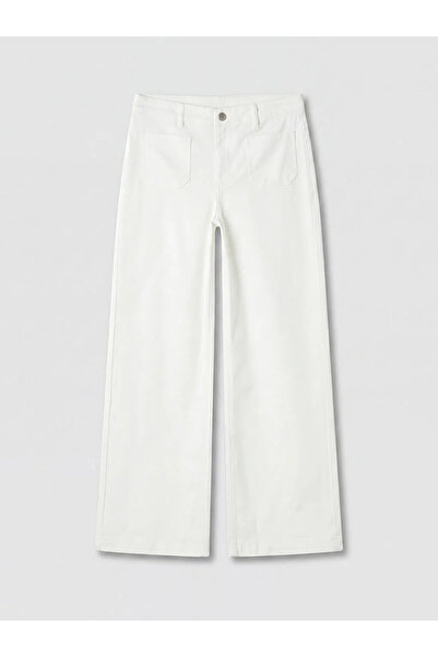 LC Waikiki White High Waist Wideleg Fit Women's Jean Trousers