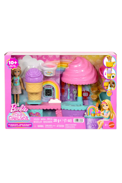 Barbie Club Chelsea Dondurma Dükkanı Oyun Seti, Chelsea Bebek ve 2 Farklı Ren...