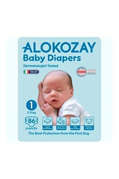 Alokozay Baby Diapers, Size 1, 2-5kg- 86pcs