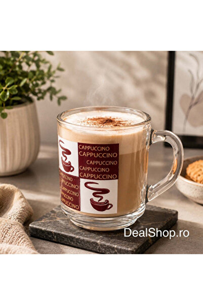 dealshopromania Комплект от 6 ежедневни стъклени чаши за капучино 250 мл – ча...