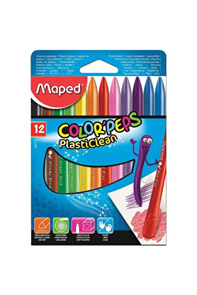 Maped Set creioane colorate cerate PlastiClean, 12 culori