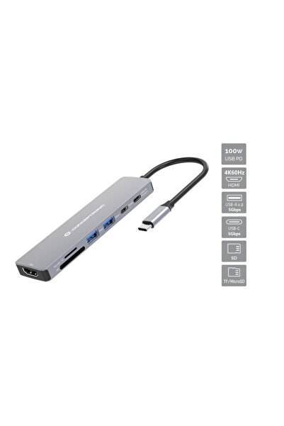 CONCEPTRONIC 7-în-1 Adaptor USB-C la HDMI/USB-C/2xUSB-A/+ 25cm gr