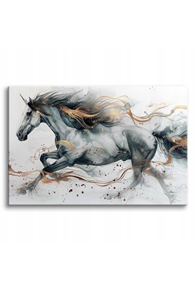 Naklejkomania Tablou pe panza, Cal in galop, 120 cm x 80 cm, Cu rama, Imprima...