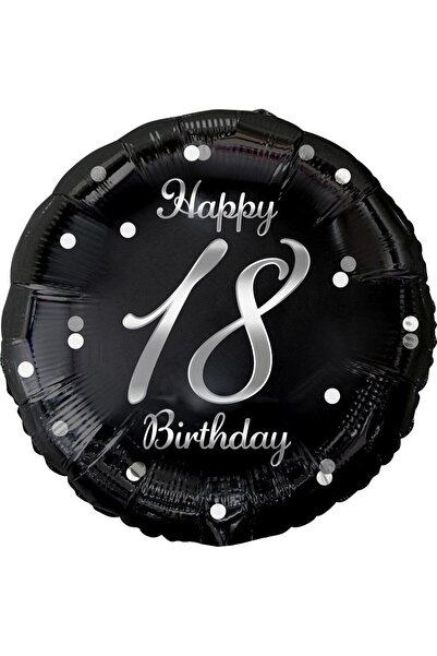 Godan Balon de folie B&C Happy 18 Birthday imprimare neagră argintie 18