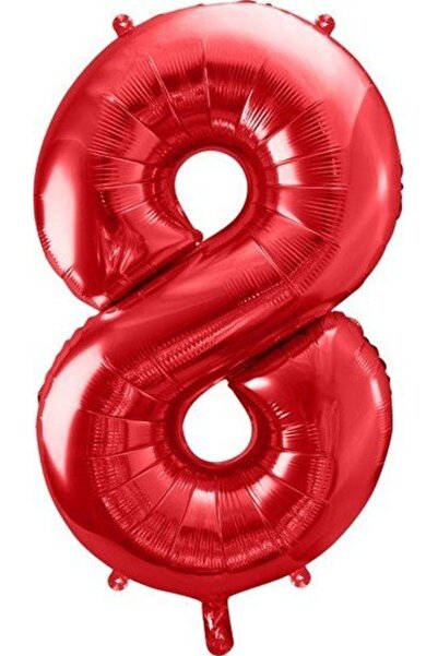 Partydeco Balon cifra 8 din folie rosu 86 cm