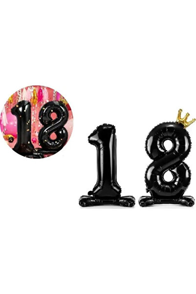Partydeco Balon în formă de picior din folie, 84 cm, numărul 8, negru
