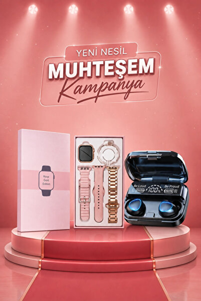 ARMÜZ Aksesuar Hediyeli Akıllı Saat Ve Dijital Göstergeli Powerbankli Bluetoo...