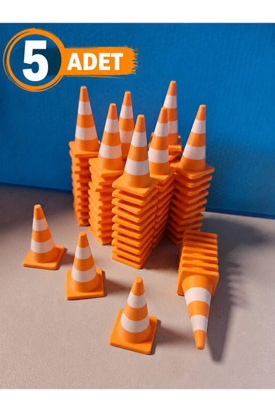 SORA DESIGN 5'li Mini Trafik Konisi Seti Masaüstü Dekoratif Trafik Dubası Mak...