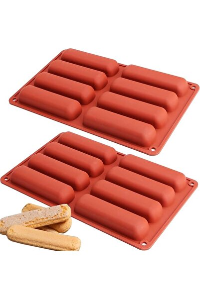 The Bros Cake Pan Silicone Eclair Mold, 2-Pack Finger Shaped Molds Cylinder S...