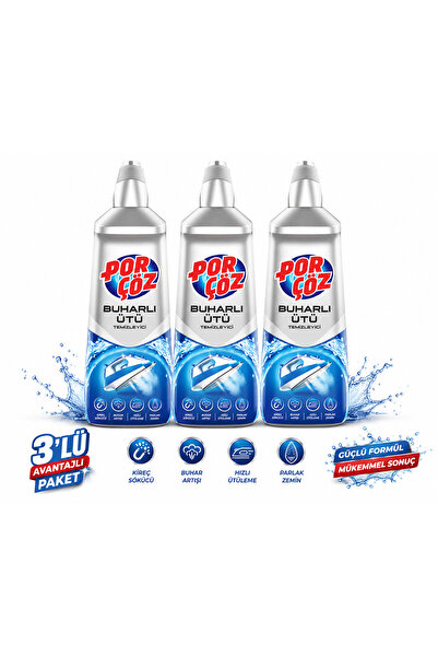 Porçöz Buharlı Ütü Temizleyici 3 x 400 ML | Kazanlı hariç tüm ütüler için