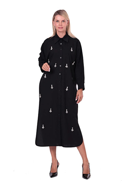 Invee Parıltı Long Shirt 7152 Black