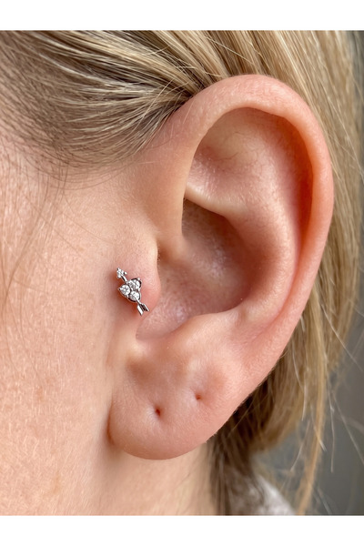 GKCBijoux 316L Kararmaz Çelik Tragus Helix Kulak Piercing Küpesi