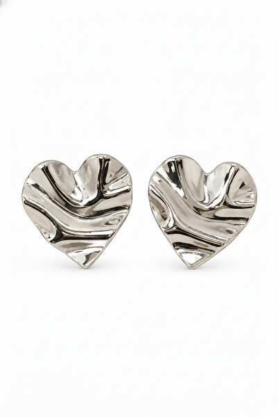 Jack Ferrero Shiny Silver Color Earrings with Wavy Heart Design - Stylish and...