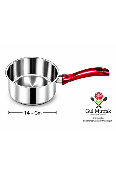 Gül Mutfak Milk and Sauce Pot 14 cm - Multi-Purpose Egg Poaching and Sauce Po...