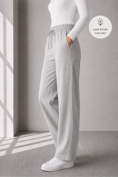 Kozik Women's 100% Cotton Linen Standard Comfortable Fit Pants