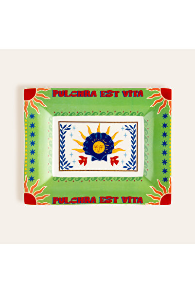 Zsa Zsa Zsu Shekou Renkli Porselen Dekoratif Tepsi 20x16x2.5 Cm