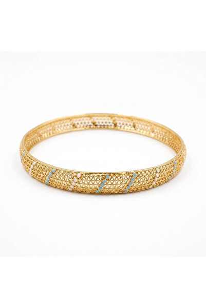 Generic Gold Tone Mesh Bangle Bracelet Wide Pattern Bracelet with White and B...