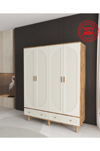 Teen & Bright SOHO 4 KAPAKLI ÇEKMECELİ GARDIROP - TAMAMI MDF
