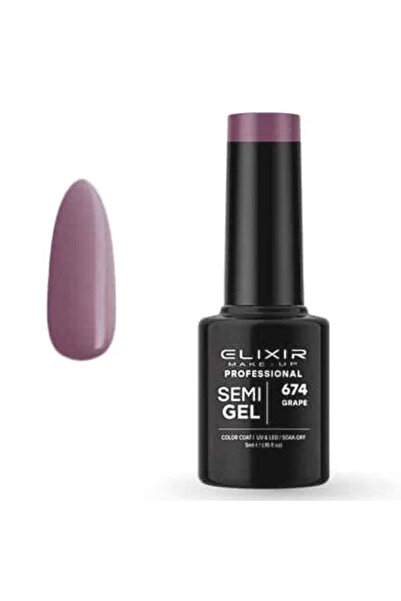 Elixir Επαγγελματικό Ημι-τζελ Ημι-μόνιμο Βερνίκι Νυχιών 674 Μωβ Σταφυλί 5ml