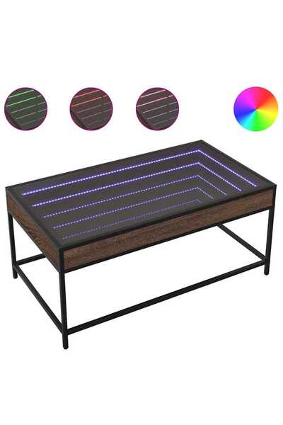 vidaxl Măsuță de cafea cu LED infinity, stejar maro, 90x50x41cm
