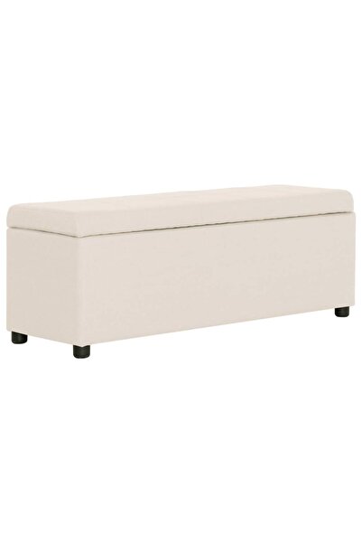 vidaxl Bancă cu compartiment de depozitare, crem, 116 cm, poliester