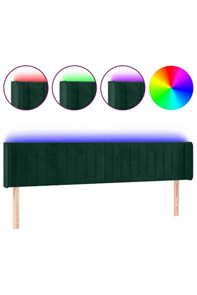 vidaxl Tăblie de pat cu LED, verde închis, 163x16x78/88 cm, catifea