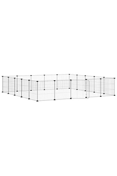 vidaxl Cușcă pentru animale de companie cu ușă, 20 panouri, neagră, 35 x 35 c...