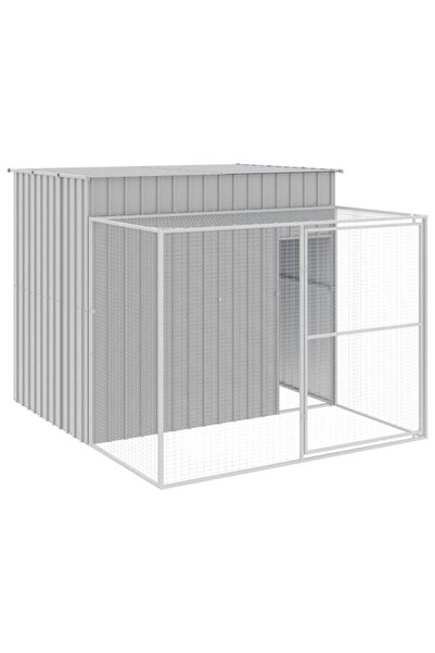 vidaxl Cușcă și țarc pentru câini gri deschis 214 x 253 x 181 cm oțel galvanizat