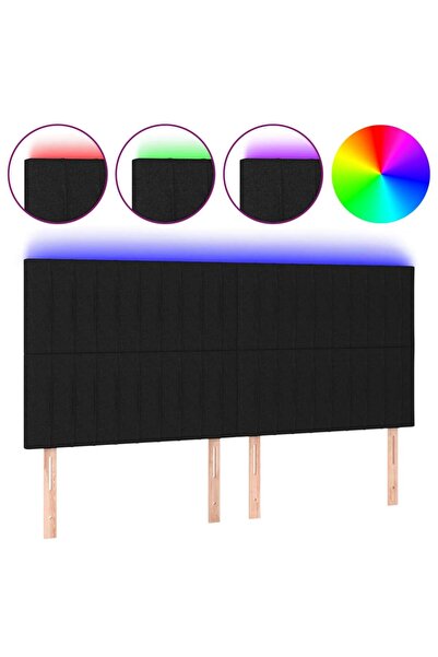 vidaxl Tăblie de pat cu LED, negru, 180x5x118/128 cm, textil