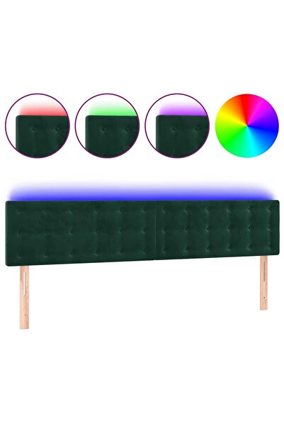 vidaxl Tăblie de pat cu LED, verde închis, 180x5x78/88 cm, catifea