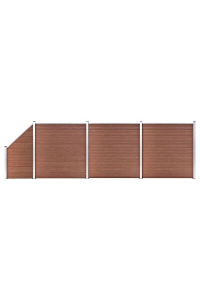 vidaxl Set panouri gard, 3 pătrate + 1 oblică, maro, 619 x 186 cm, WPC