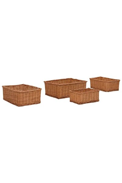 vidaxl Set de coșuri stivuibile, 4 piese, maro, din răchită