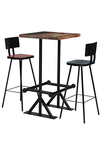 vidaxl Set de mobilier de bar, 3 piese, multicolor, din lemn masiv reciclat