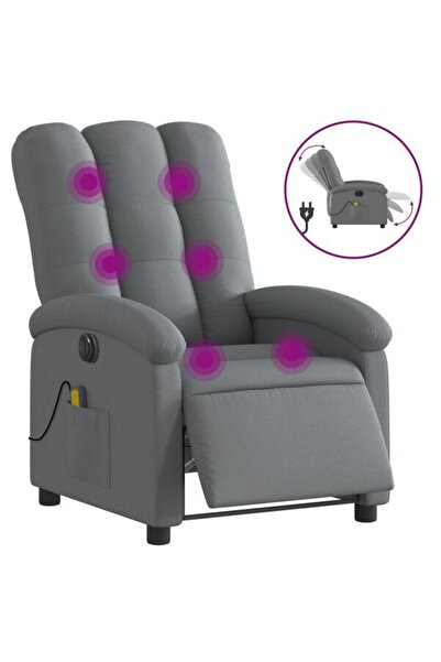 vidaxl Fotoliu electric rabatabil cu masaj, gri închis, textil