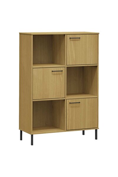 vidaxl Bibliotecă cu picioare metalice OSLO, maro, 90x35x128,5 cm lemn