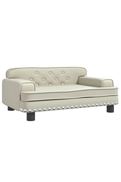 vidaxl Canapea pentru copii, crem, 70 x 45 x 30 cm, piele