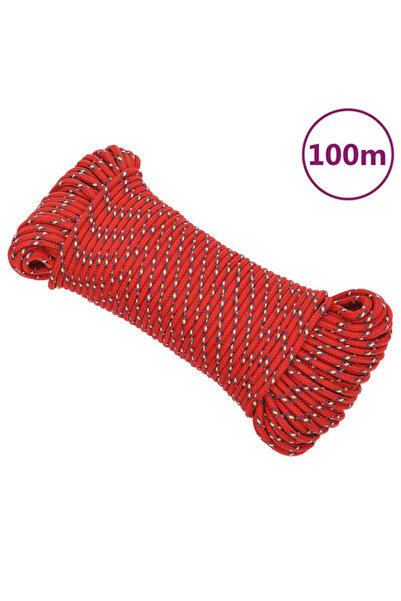 vidaxl Frânghie pentru barcă, Roșu, 3 mm, 100 m, Polipropilenă