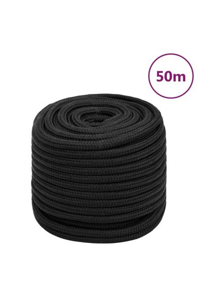 vidaxl Frânghie pentru barcă, neagră integrală, 18 mm, 50 m, polipropilenă