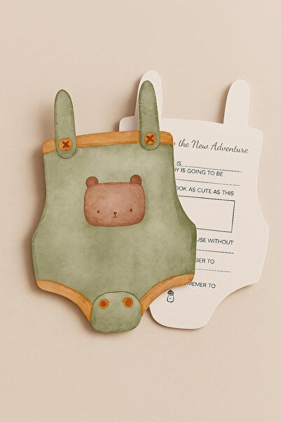 Generic Advice for the New Adventure – Bear Overalls Baby Shower Cards 50 Pack