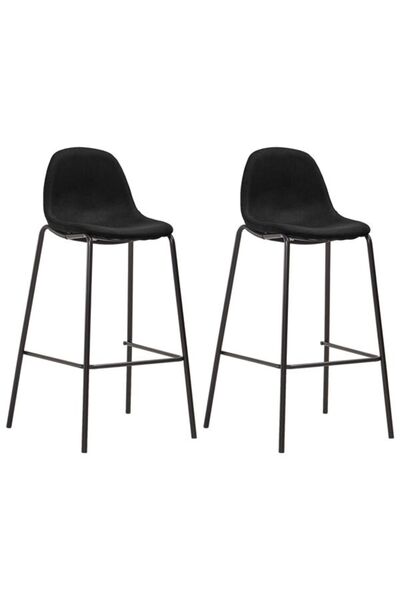 vidaxl Scaune de bar, 2 buc., negre, material textil