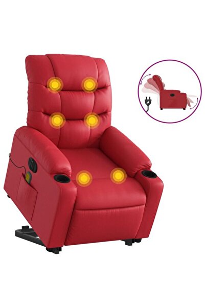 vidaxl Fotoliu electric rabatabil cu masaj și funcție de ridicare, roșu